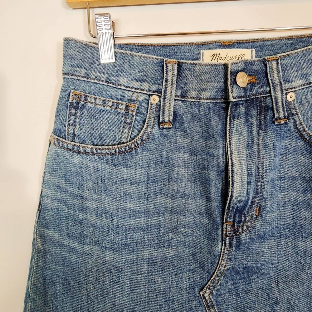 Euc Madwell Rigid Denim A-Line Mini Skirt in Lakeline Wash: Eco Edition Size 26 - Picture 3 of 11